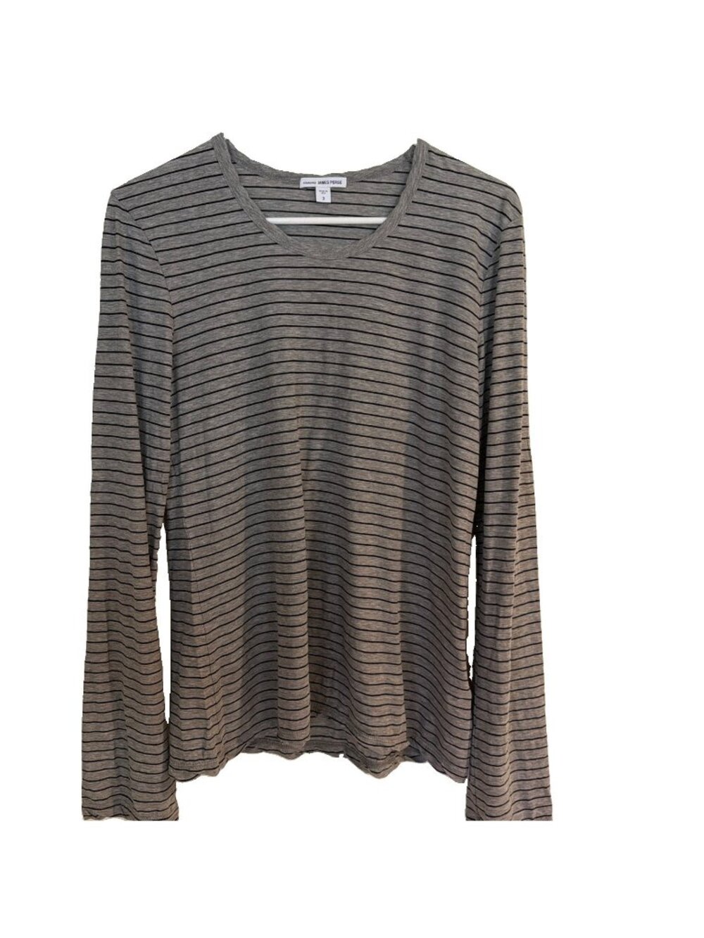 James Perse Standard Womens Charcoal Grey Stripe Long Sleeve Cotton T-Shirt Sz 3